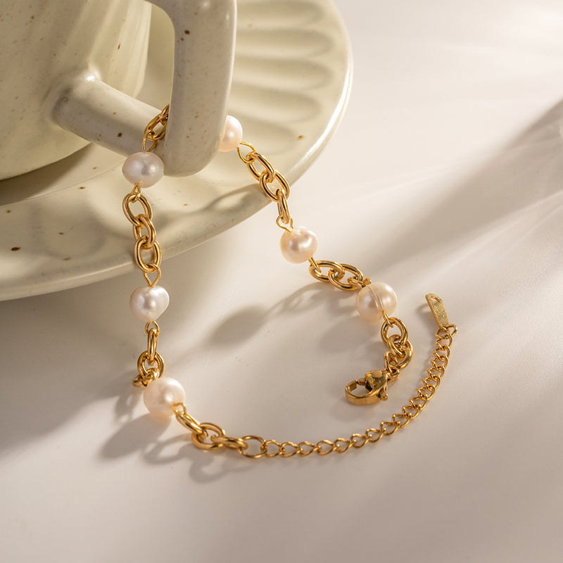 freshwater pearl bracelet with six pearls, view 6 - MRSLM
