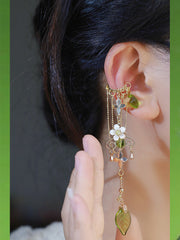 green pearl tassel ear cuff, view 2 - MRSLM