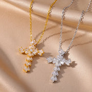 cubic zirconia cross pendant necklace, view 5 - MRSLM