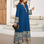 printed long v-neck chiffon dress, view 3 - MRSLM