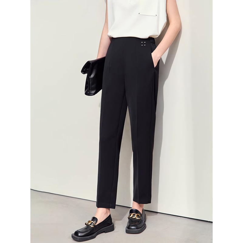women's woven straight pants with embroidery, view 4 - MRSLM