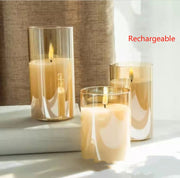 Flameless LED candles in glass, set of 3, view 9 - MRSLM