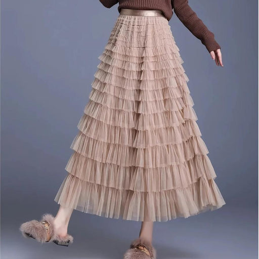tiered A-line tulle skirt, view 2 - MRSLM