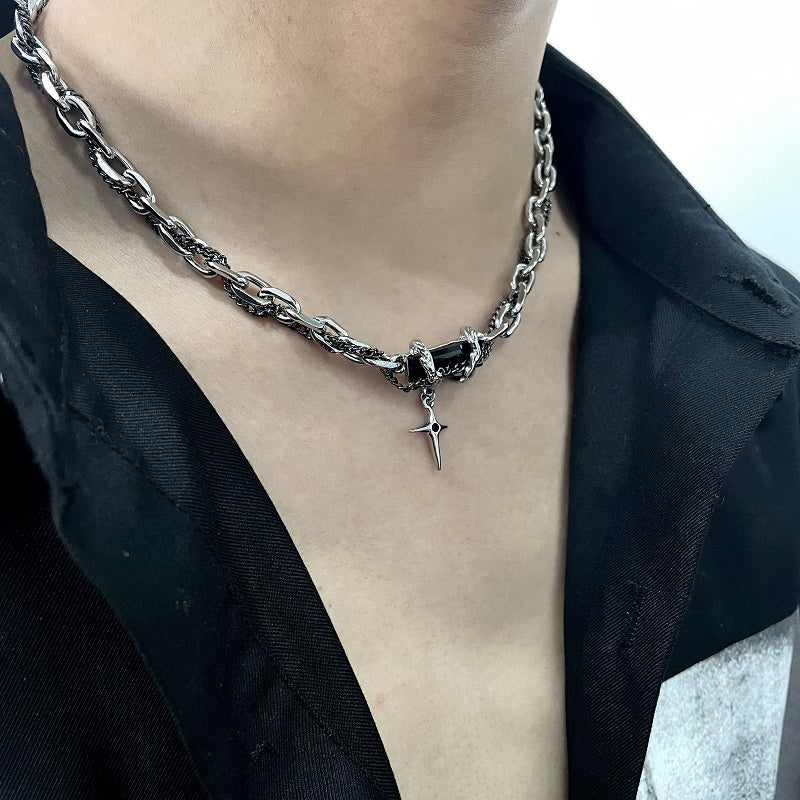 Black zircon multi-layer winding necklace, view 4 - MRSLM