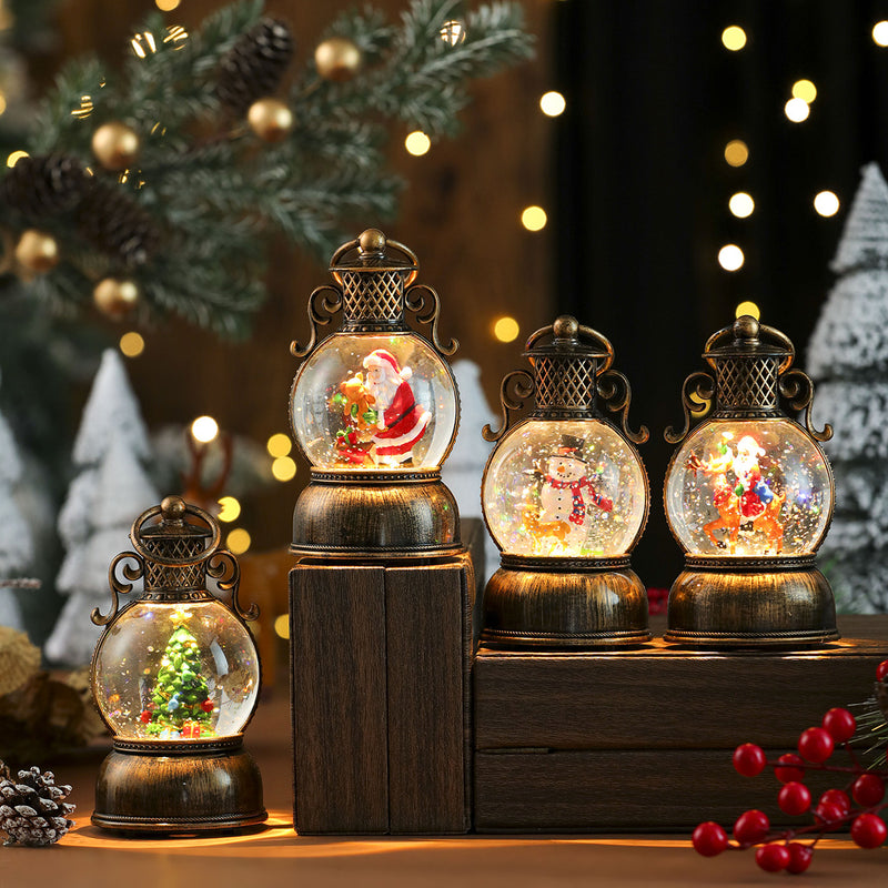 Musical light-up Christmas snow globe lantern, view 3 - MRSLM