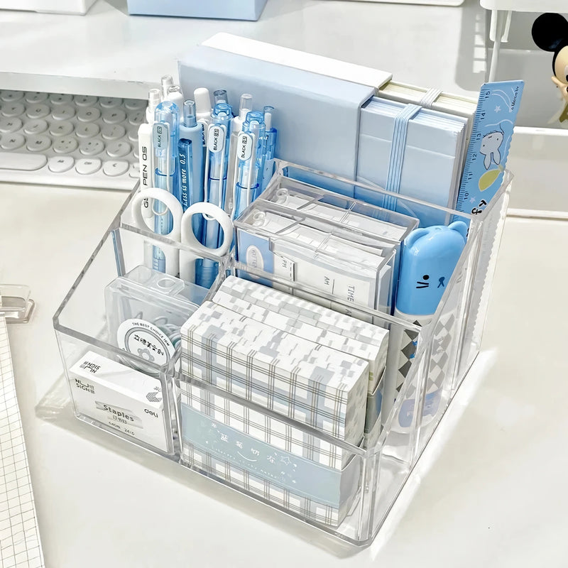 transparent desktop pen holder organizer, view 2 - MRSLM