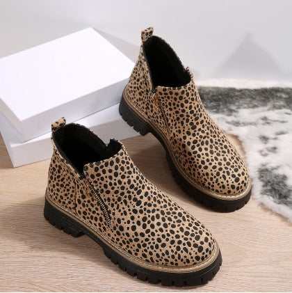 Women's Suede Chunky Side-Zip Ankle Boots