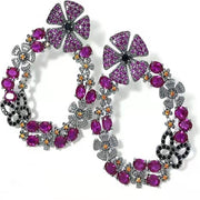 3D butterfly flower zircon earrings, view 2 - MRSLM