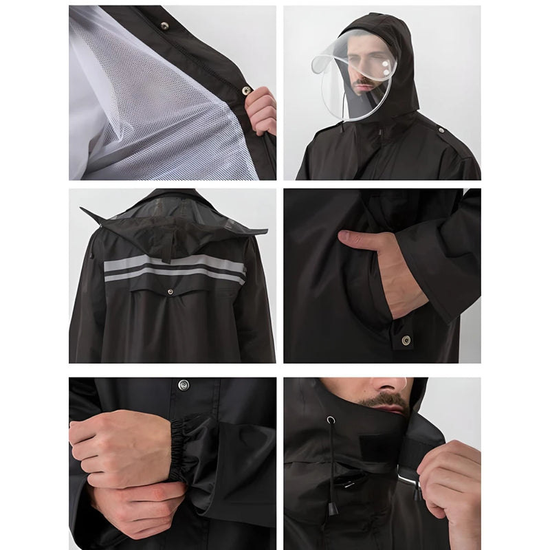 Men's long waterproof raincoat, view 5 - MRSLM