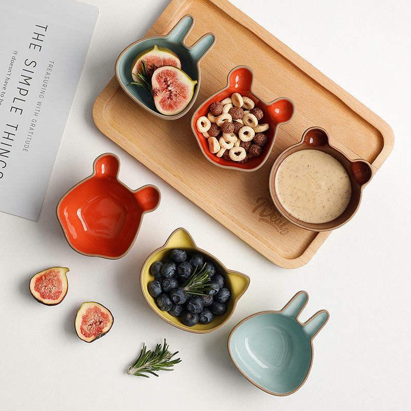 cute cartoon ceramic snack and sauce dish set - MRSLM