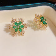 rotatable zircon snowflake ear studs, view 5 - MRSLM