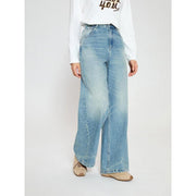 women's two-tone high waist wide leg jeans, view 6 - MRSLM