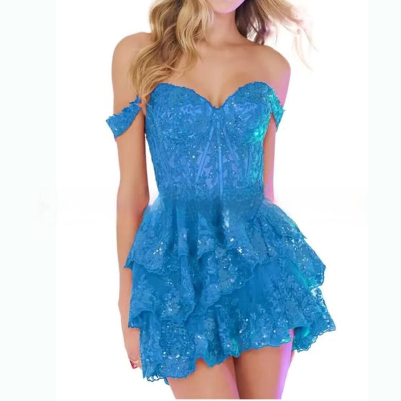 sequin short party dress, view 11 - MRSLM