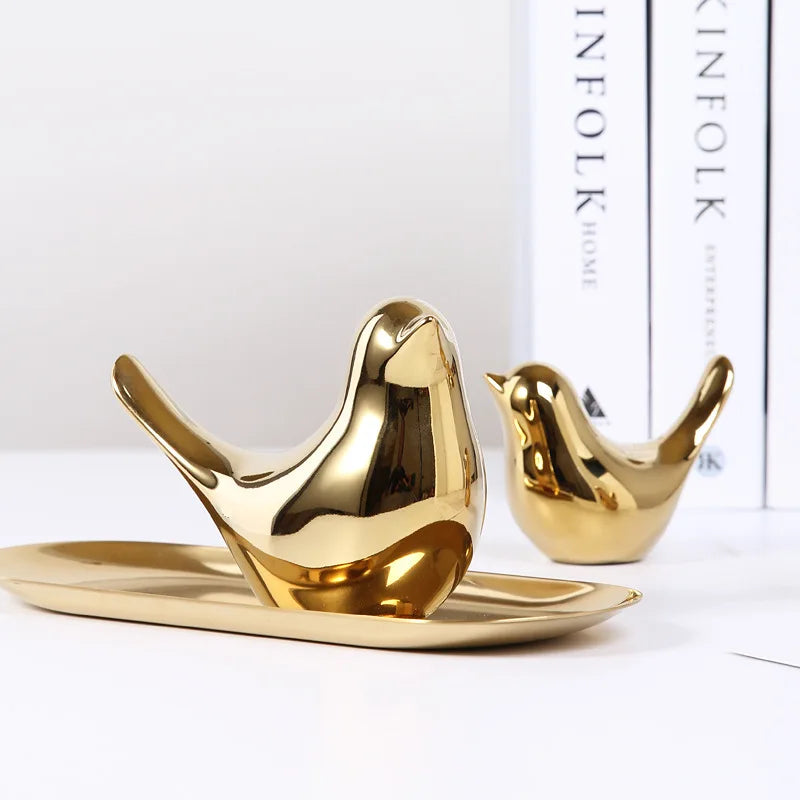 nordic golden ceramic bird decoration, view 9 - MRSLM