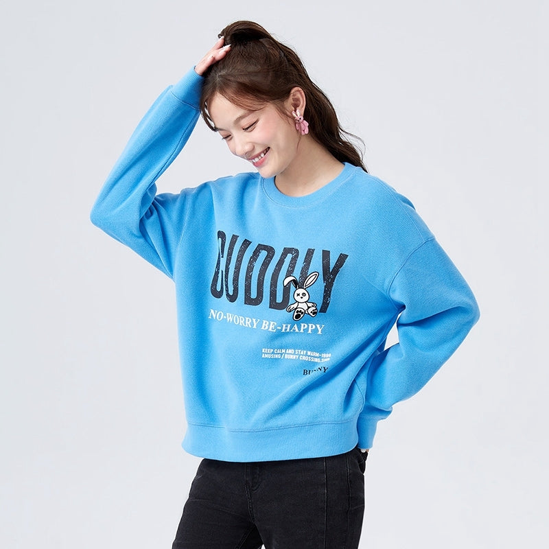 Distressed printed loose fleece sweatshirt, view 7 - MRSLM