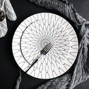 geometric pattern ceramic dinner plate set, view 10 - MRSLM