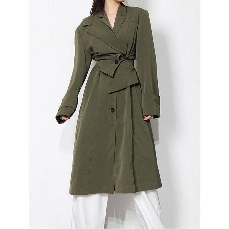 high waist windbreaker trench coat, view 4 - MRSLM