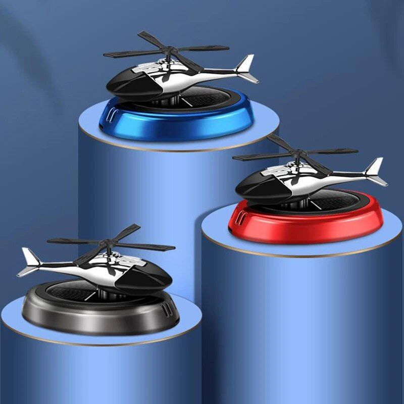 Solar-Powered Helicopter Car Air Freshener: Rotating Aroma Diffuser in 3 Elegant Colors