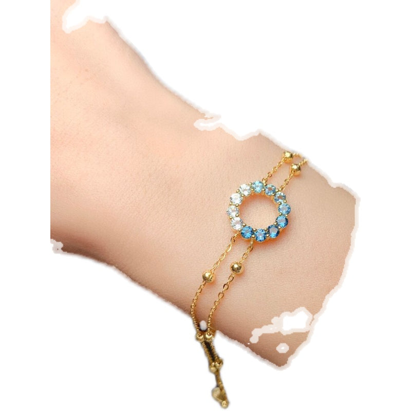 natural blue topaz silver bracelet, view 2 - MRSLM
