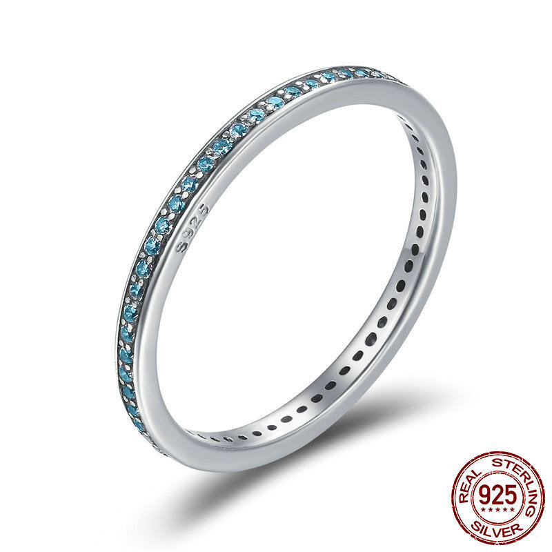 slim silver zircon ring, view 4 - MRSLM