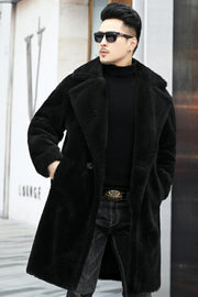 Men's long faux fur coat, view 7 - MRSLM
