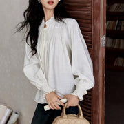 women's ruffle collar long sleeve blouse - MRSLM