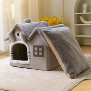 foldable winter cat house bed, view 7 - MRSLM