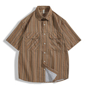men's seersucker striped shirt, view 5 - MRSLM