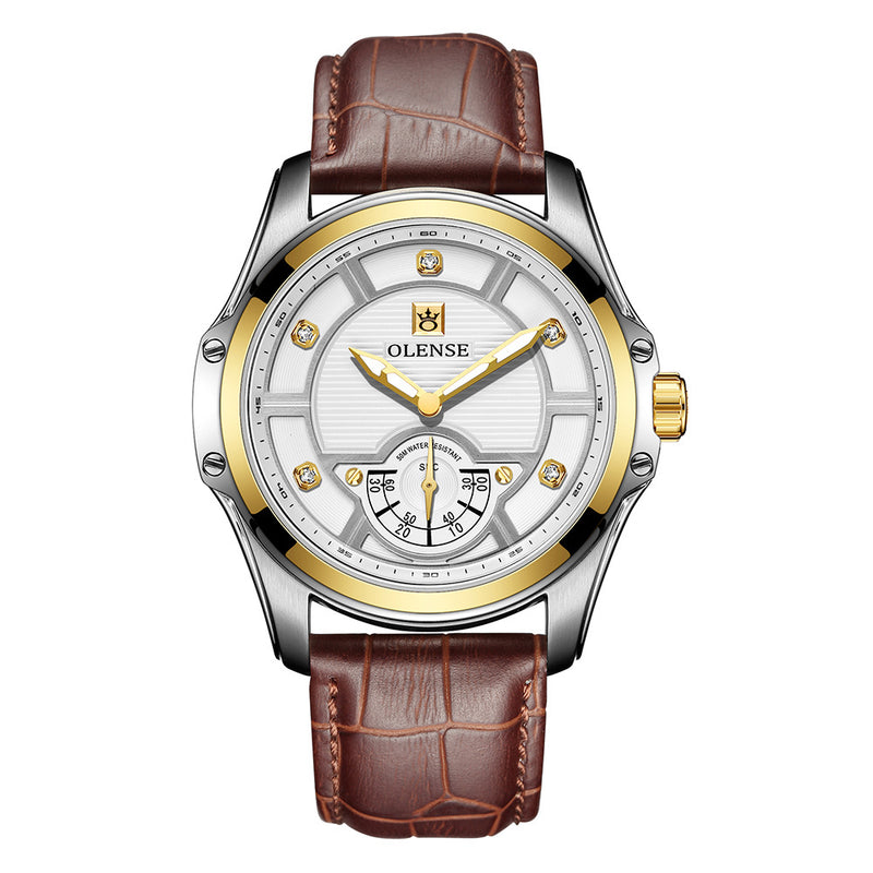 men's business quartz watch sapphire leather, view 2 - MRSLM