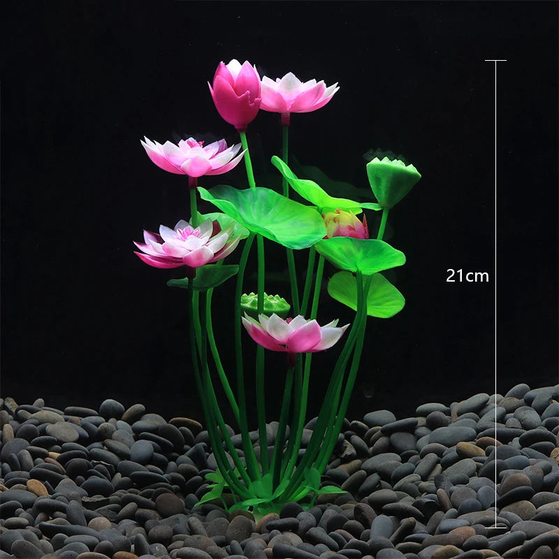 aquarium artificial lotus plant decoration, view 8 - MRSLM