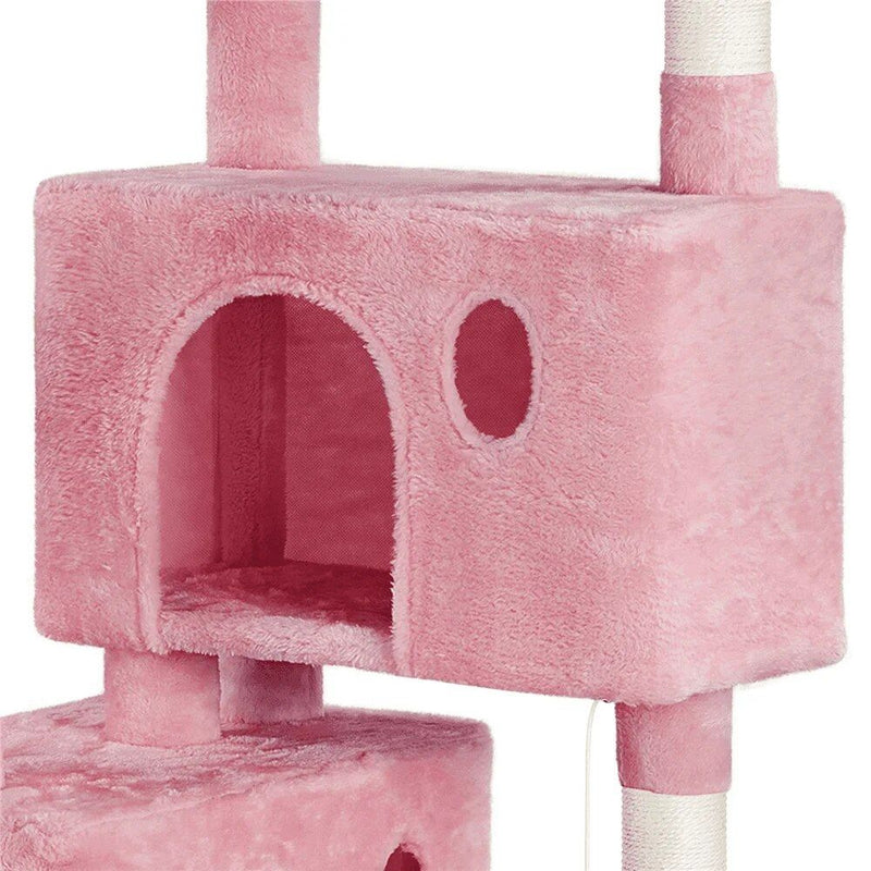 pink multi-level cat tree tower, view 5 - MRSLM