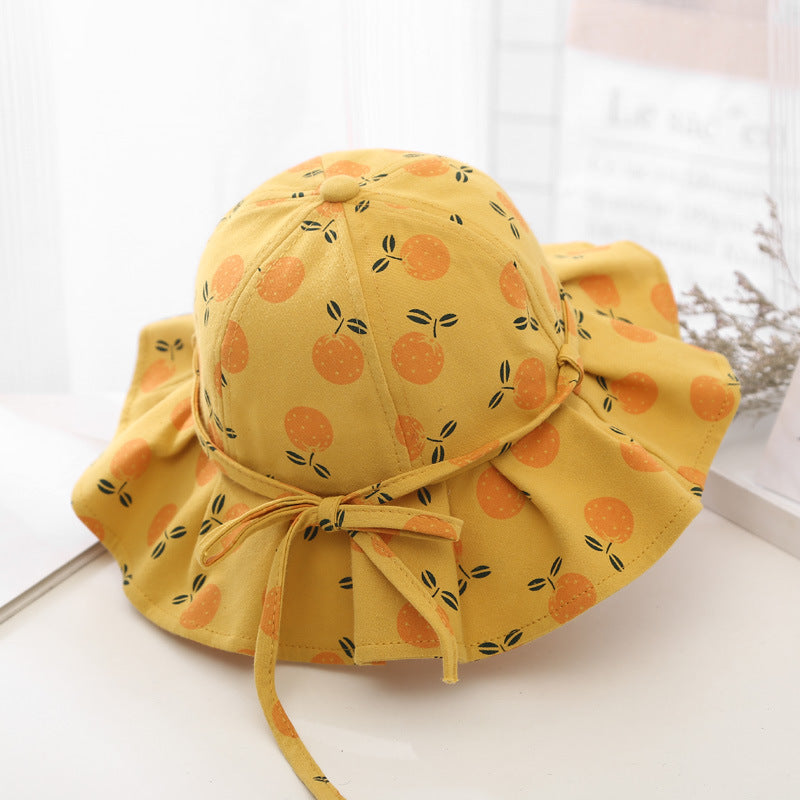 baby girl fruit print bucket hat, view 3 - MRSLM