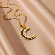 gold moon pendant necklace, view 6 - MRSLM