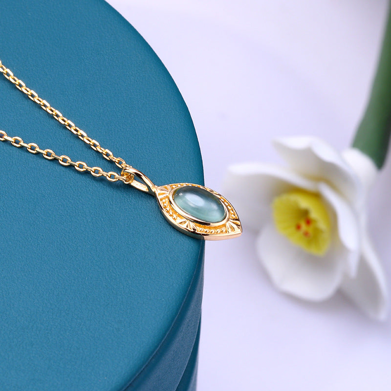 blue topaz and olive water drop necklace, view 5 - MRSLM