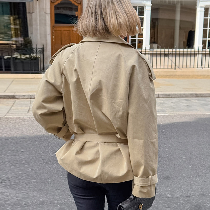 women's khaki mid-length trench coat, view 3 - MRSLM