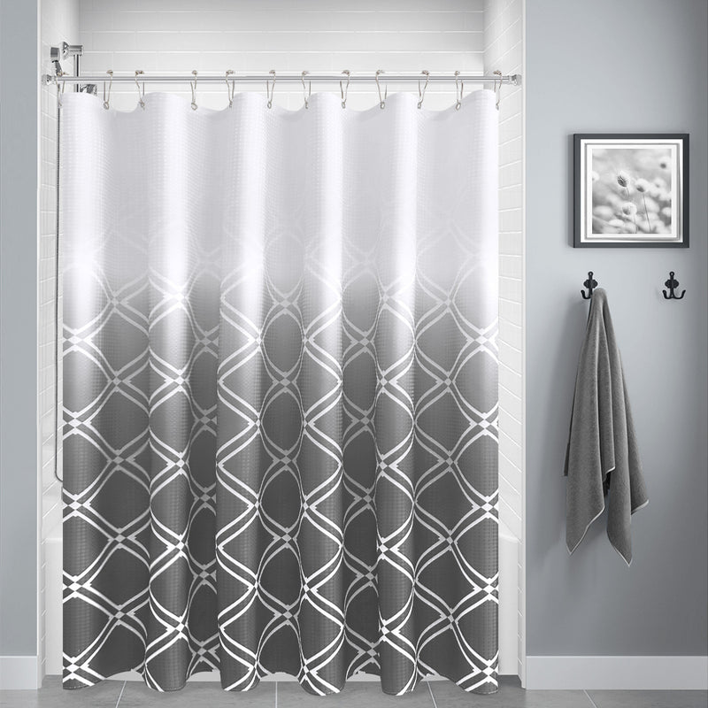 Geometric gradient waterproof shower curtain, view 3 - MRSLM