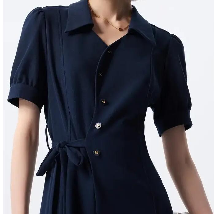 navy dress with lace-up waistband - MRSLM