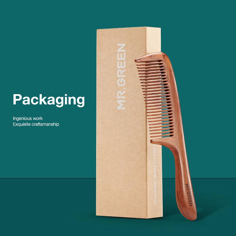 natural wooden fine tooth comb, view 4 - MRSLM