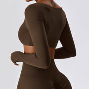 long sleeve crop top yoga shirt, view 26 - MRSLM