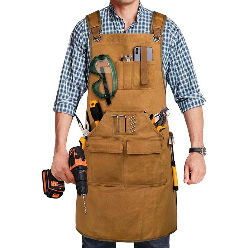 Canvas work apron for kitchen, garden and workshop, view 5 - MRSLM