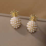 pearl pineapple stud earrings, view 3 - MRSLM