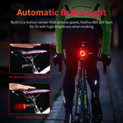 Smart auto brake sensing bicycle tail light, view 11 - MRSLM