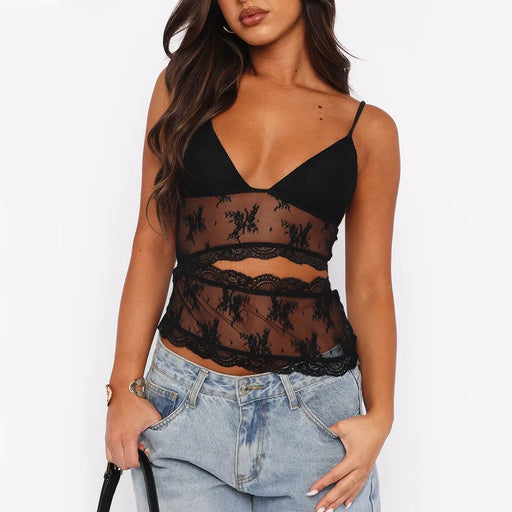 Floral lace backless cami top - MRSLM
