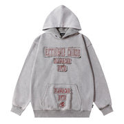 letter patch embroidered hoodie, view 4 - MRSLM