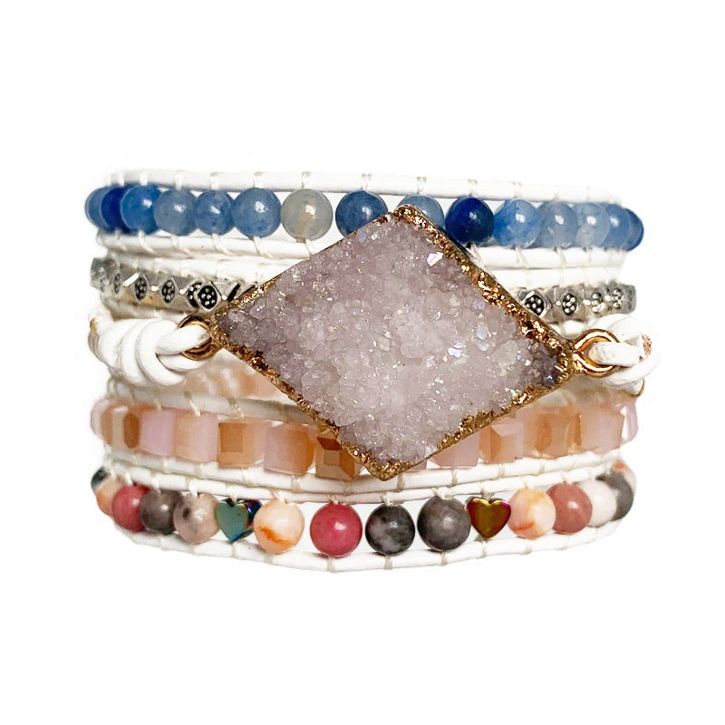 gold bound natural geode wrap bracelet, view 4 - MRSLM