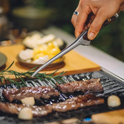 retro stainless steel camp tongs, view 6 - MRSLM
