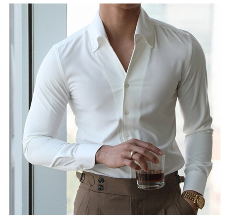 Autumn Italian Collar Young Men's Shirt