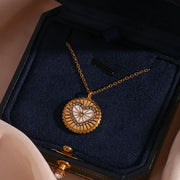 black and white enamel heart sunburst necklace, view 8 - MRSLM