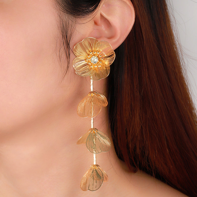 Rhinestone flower tassel earrings, view 7 - MRSLM