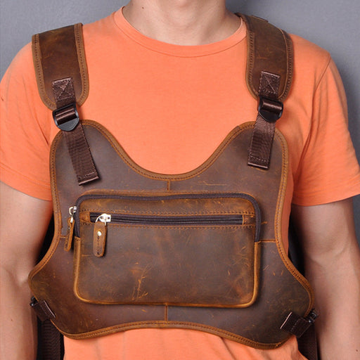men's vintage cowhide chest bag - MRSLM